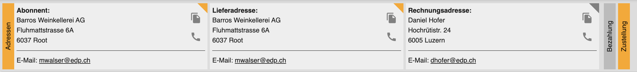 Schnellübersicht -> Adressen